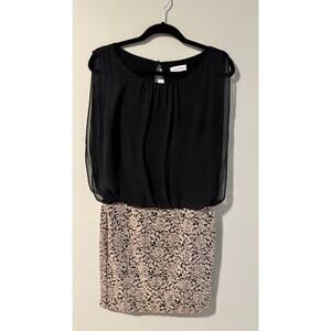 Calvin Klein Blouson Chiffon & Lace Sheath Dress – Women’s Size 8 – Elegant